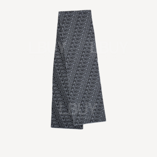 Moschino Logo 全羊毛 圍巾/頸巾 黑灰色