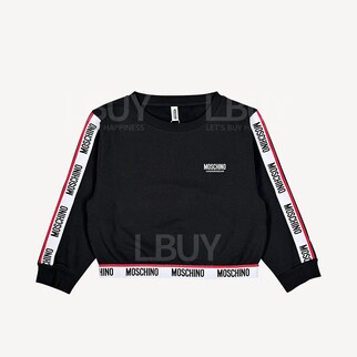 Moschino Underwear 紅白飾邊 Logo 7分袖衛衣 黑色