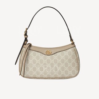Gucci Ophidia GG Logo Supreme 帆布小型手袋腋下包 燕麥色 735145