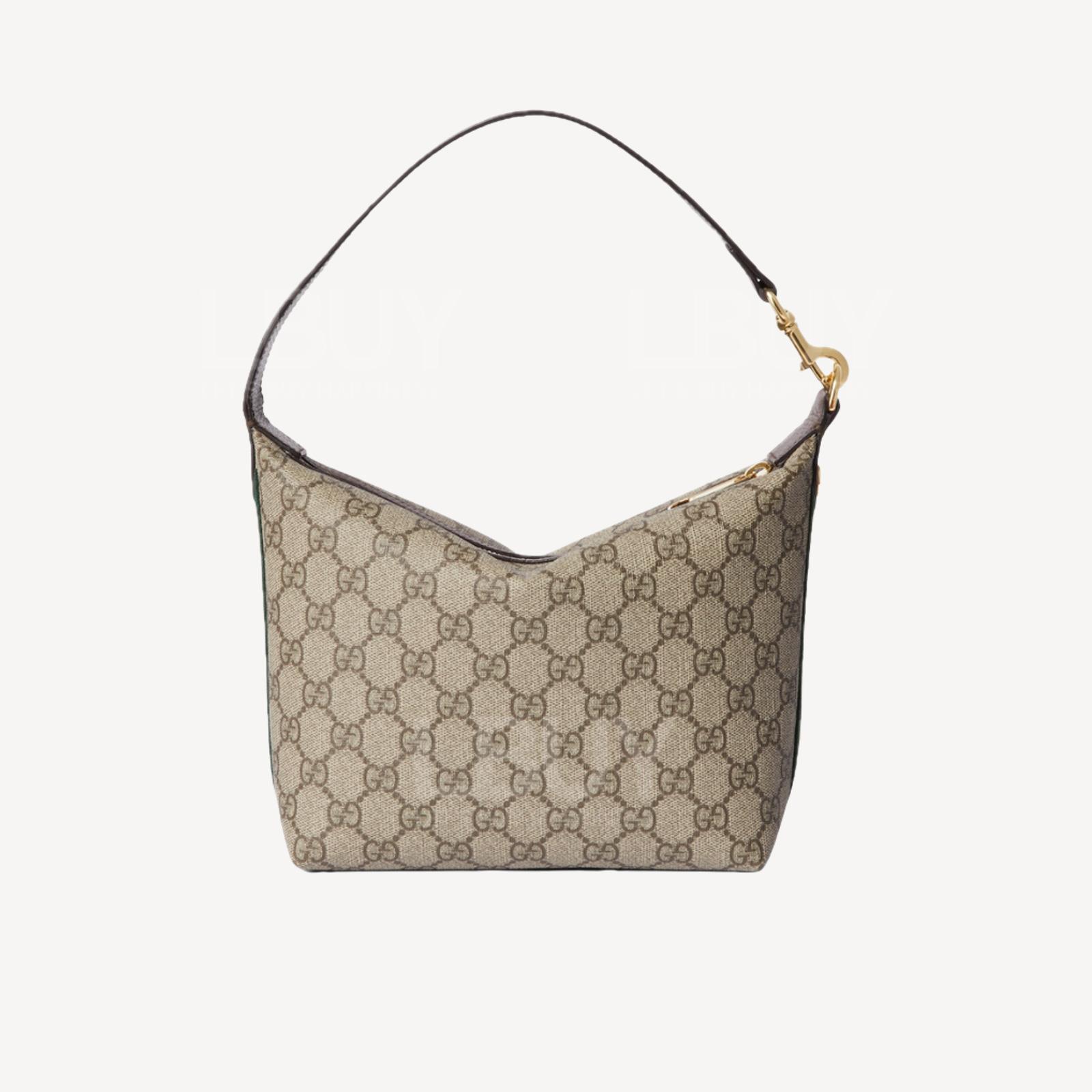 Gucci Ophidia GG Logo Supreme 帆布红绿织带超迷你肩背袋 棕色 795170