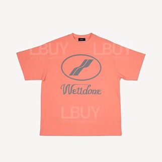 WE11DONE 萤光橙色 银反光Logo 男女同款 T恤