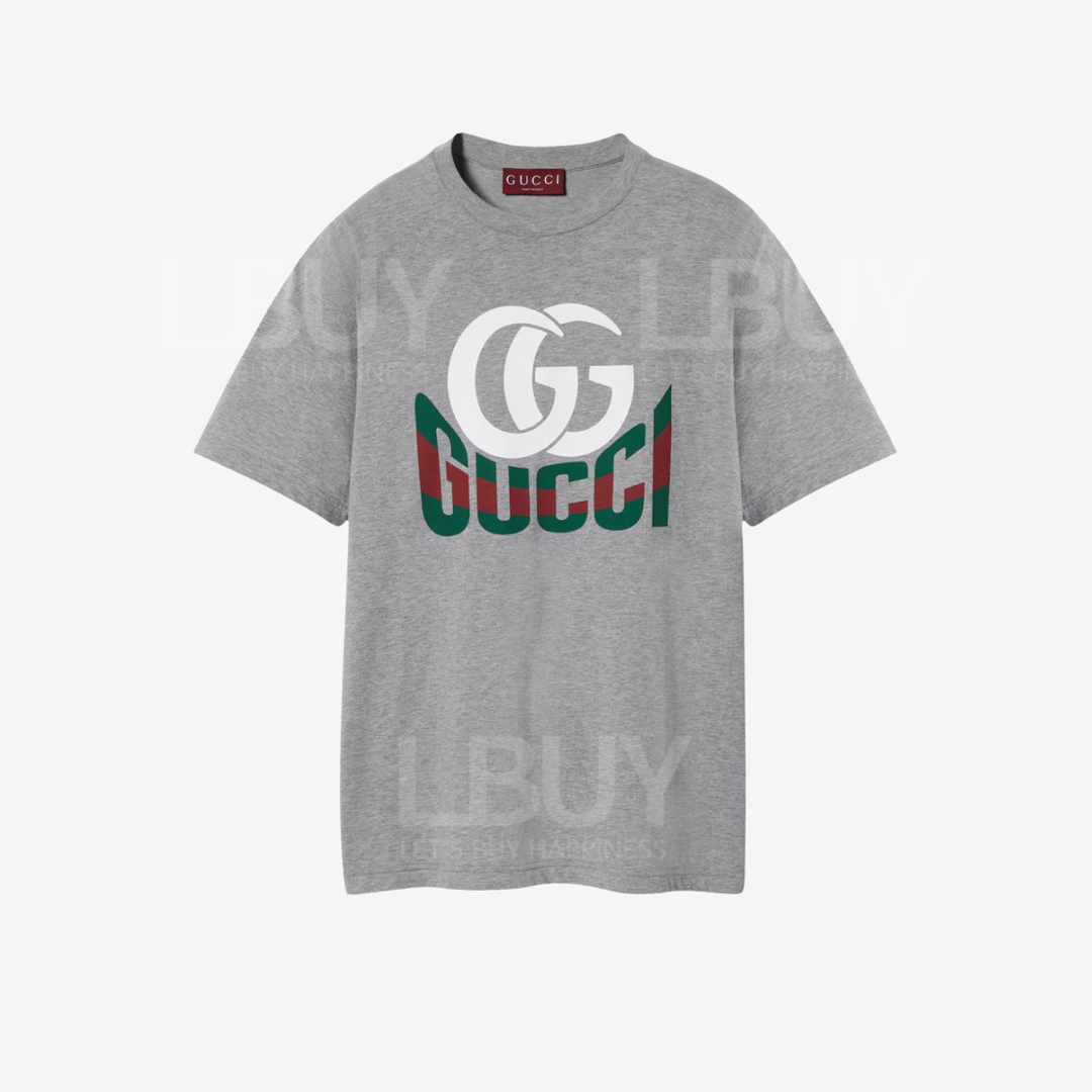 Gucci Logo 印花棉質灰色T恤 796395