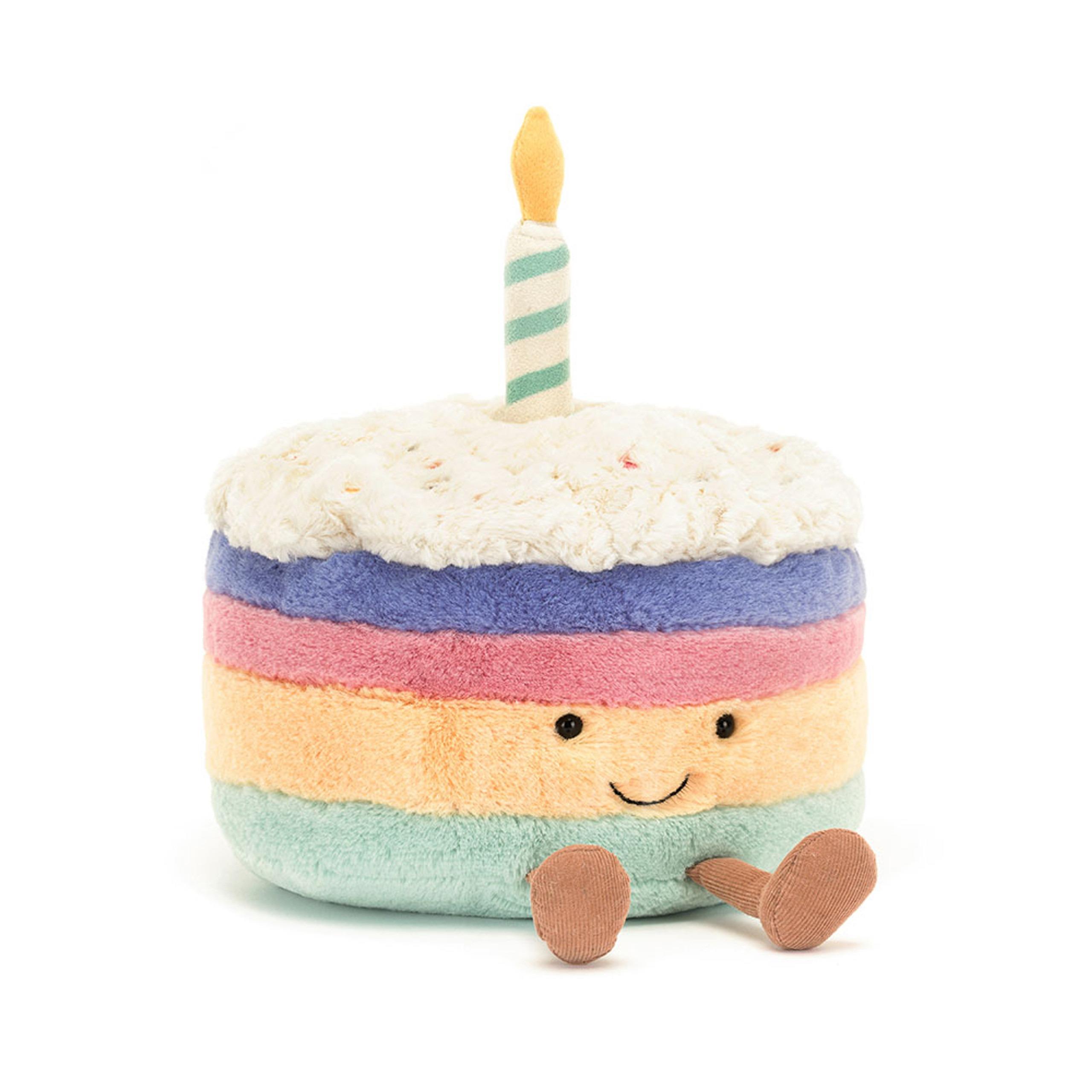Jellycat Amusable Rainbow Birthday Cake, Small 15cm