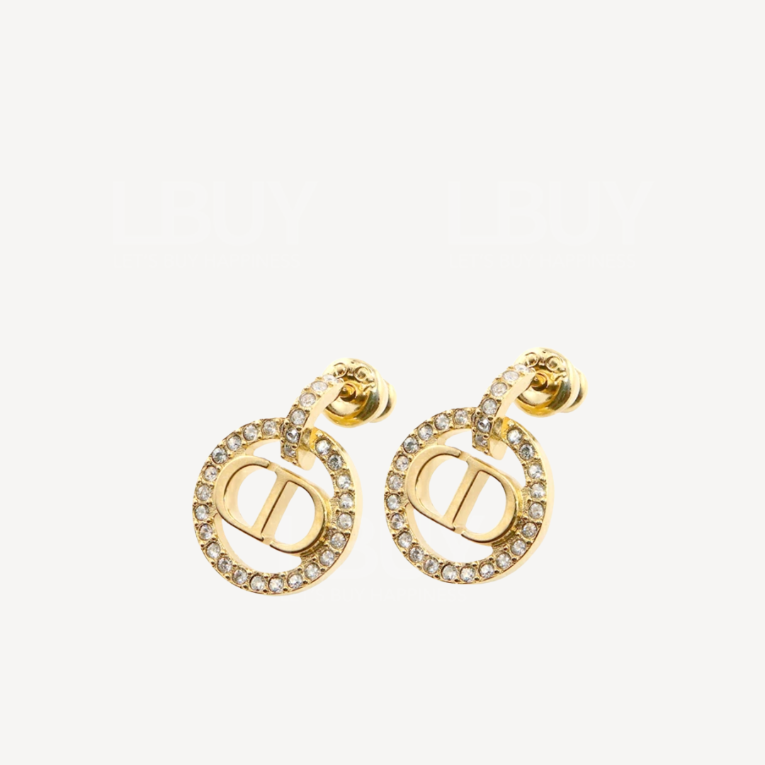 Dior Petit CD Earrings 圆形水晶金色耳环 E2354