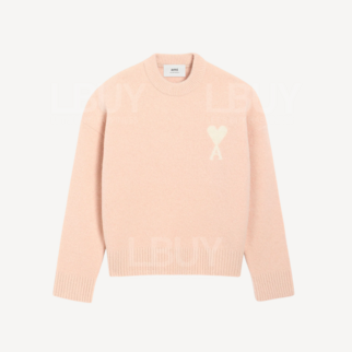 Ami Paris 心心羊駝毛套頭毛衣 蜜粉色UKS836