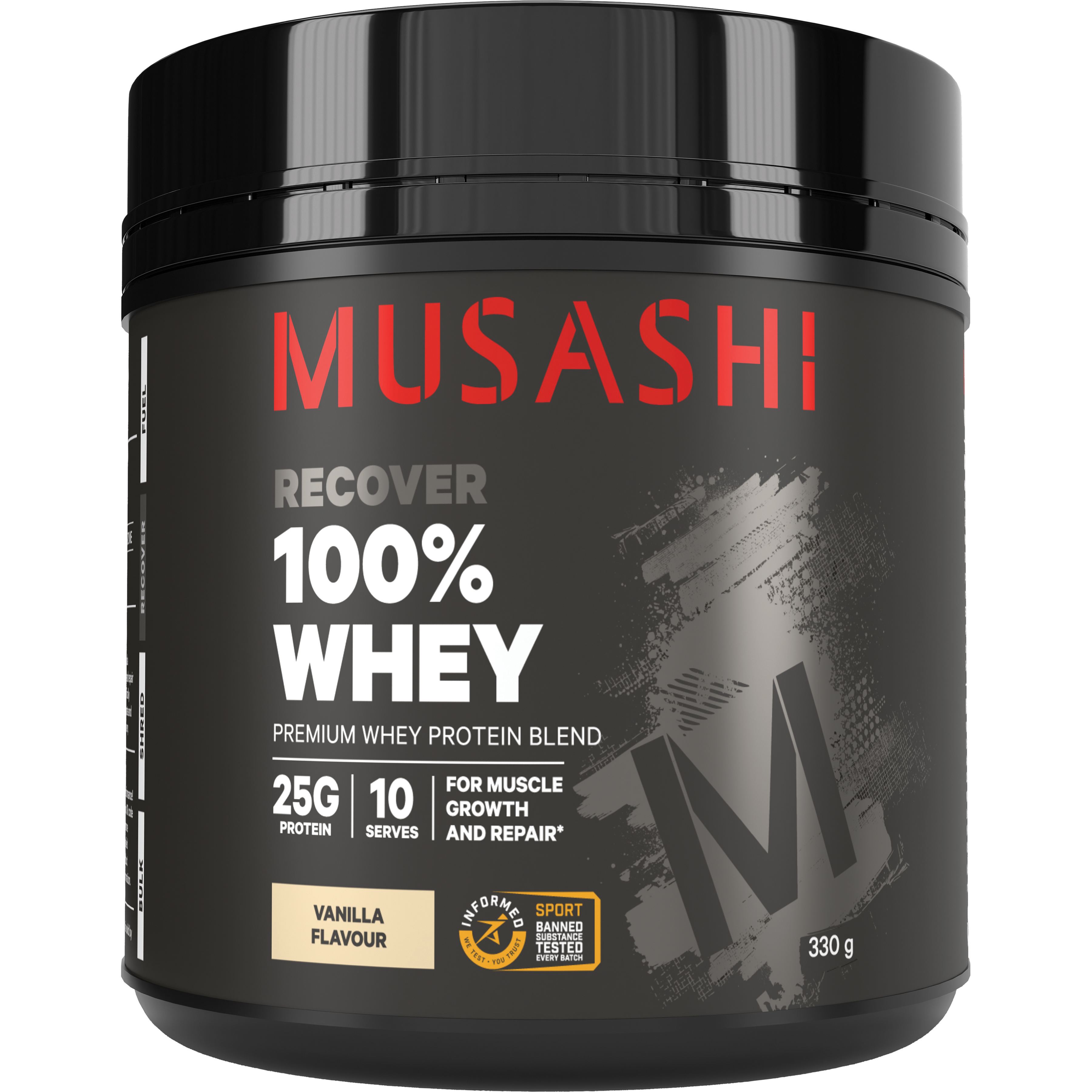 Musashi 100% Whey - Vanilla Milkshake 330g （Recover）