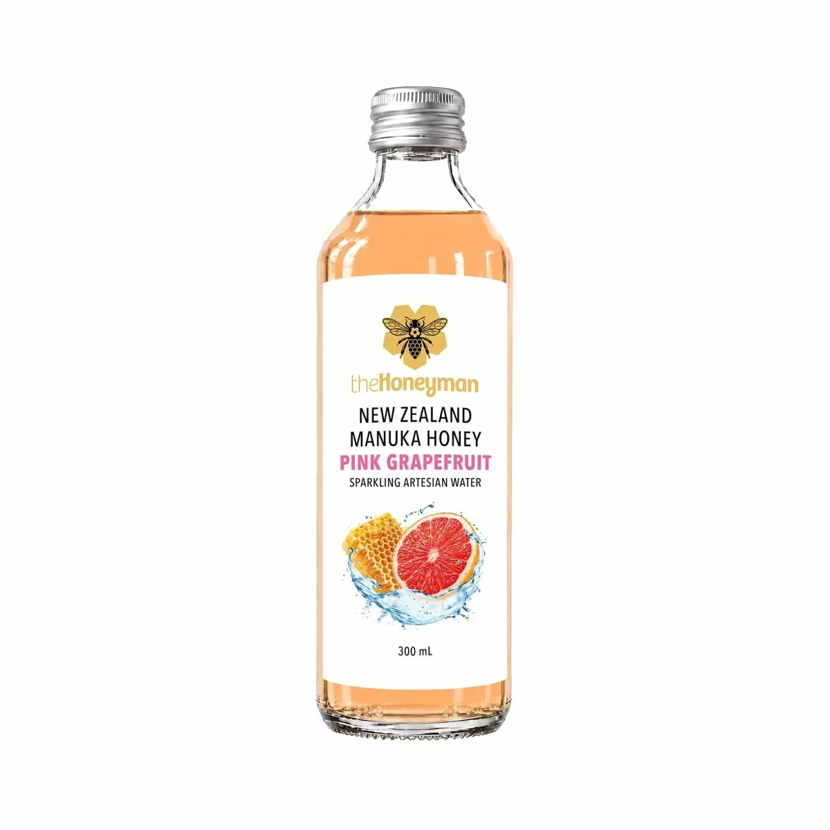 The Honeyman Manuka Honey & Pink Grapefruit Sparkling Water 300ml