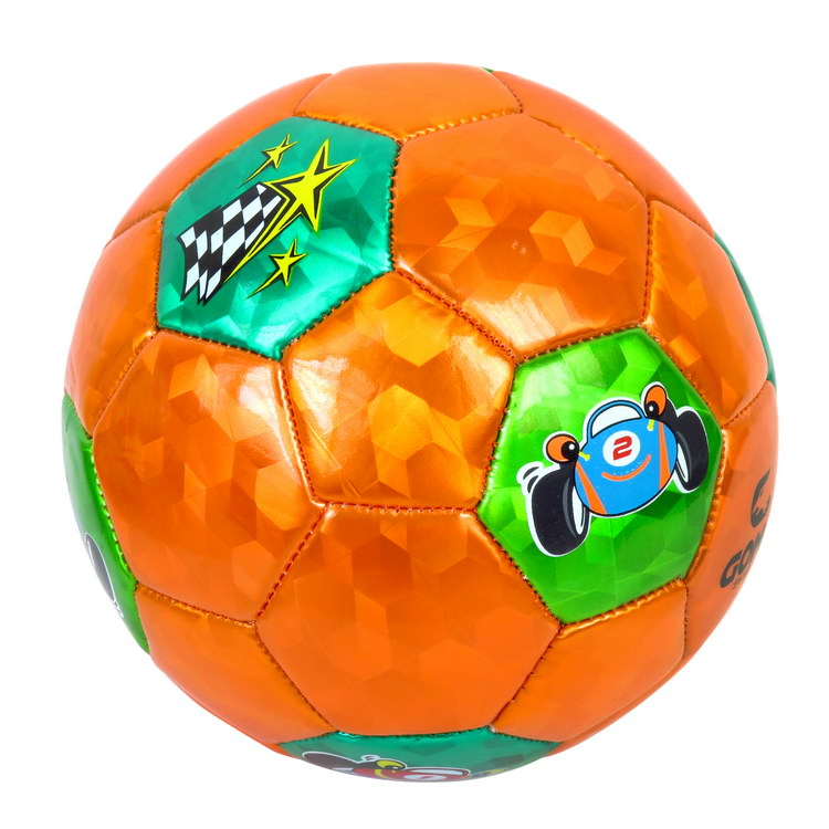 GOMA 2 號機縫足球,橙色鐳射皮,j賽車圖案