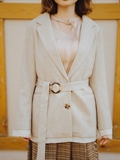 Textured Belt Blazer 