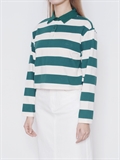  Stripe Polo Collar Sweatshirt