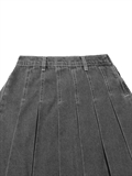 Washed Pleated Denim Skirt 