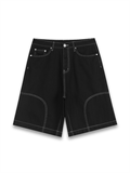 Contrast Stitch Denim Shorts 