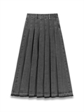 Washed Pleated Denim Skirt 