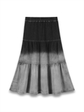 Denim Gradient Tiered Skirt 