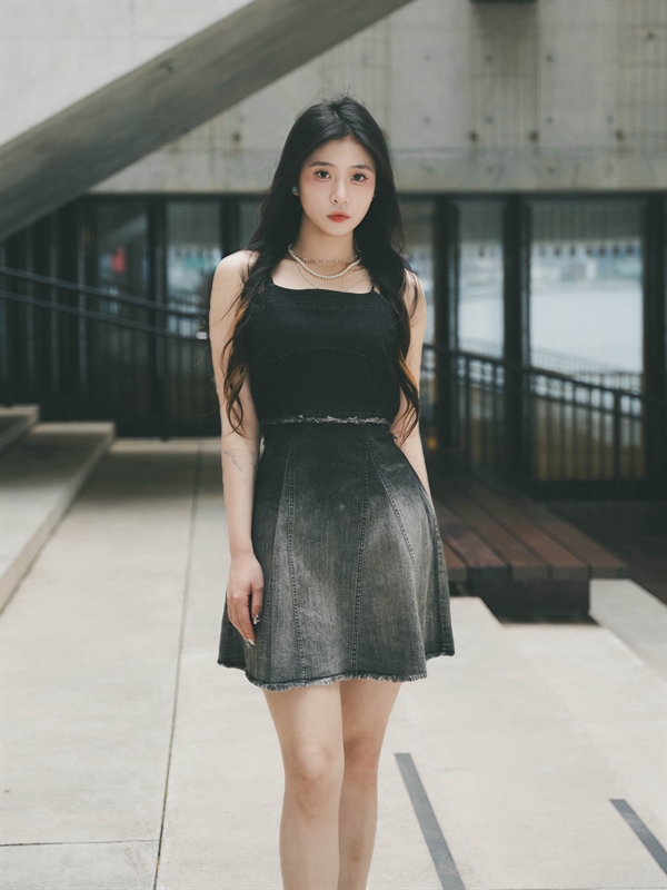 Washed Denim Strap Dress