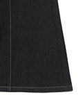 Frayed Hem Contrast Stitched Denim Skirt 