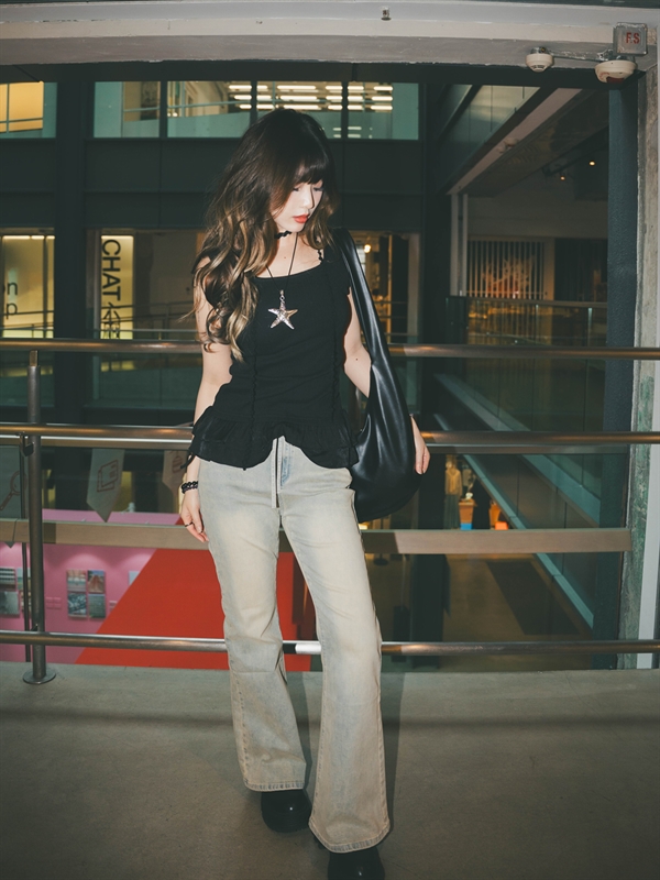 Two Layers Ruffle Hem Vest