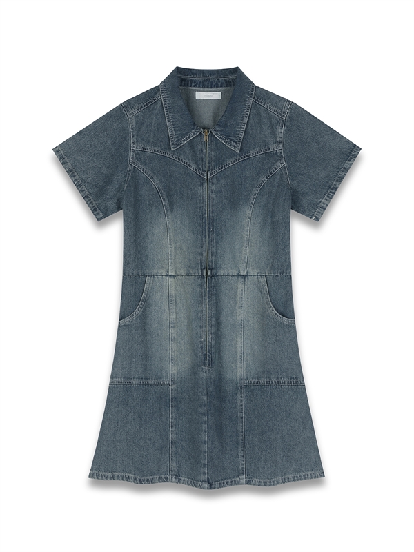 Zip Up Denim Dress