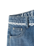  Lace Trim Denim Bermuda Shorts