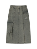  Denim Pockets Long Skirt