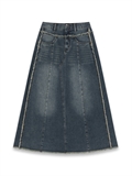  Fringed Edge Denim Skirt