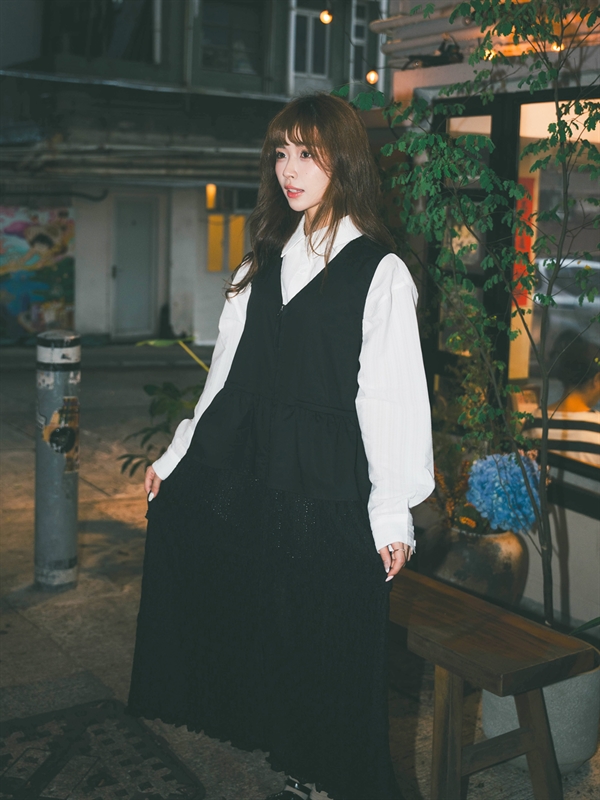 Lace Hem Zip Up Dress 