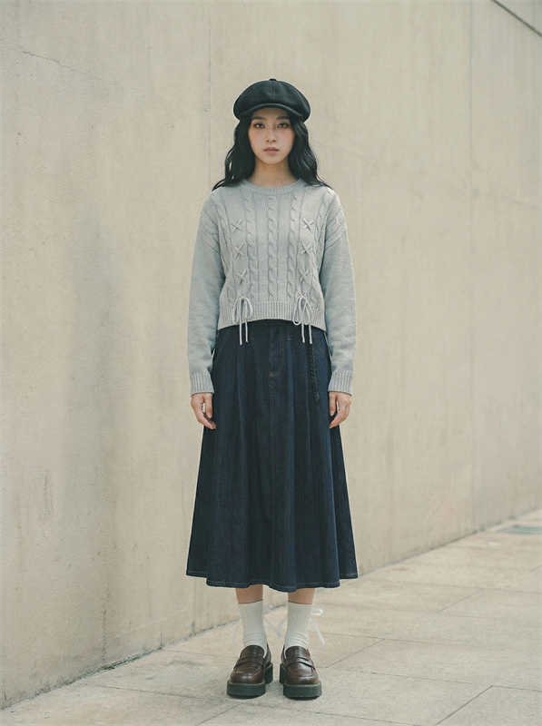 Lace Trimmed Midi Skirt 