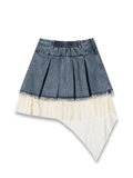  Denim Pleated Skirt