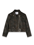  Wash PU Leather Biker Jacket