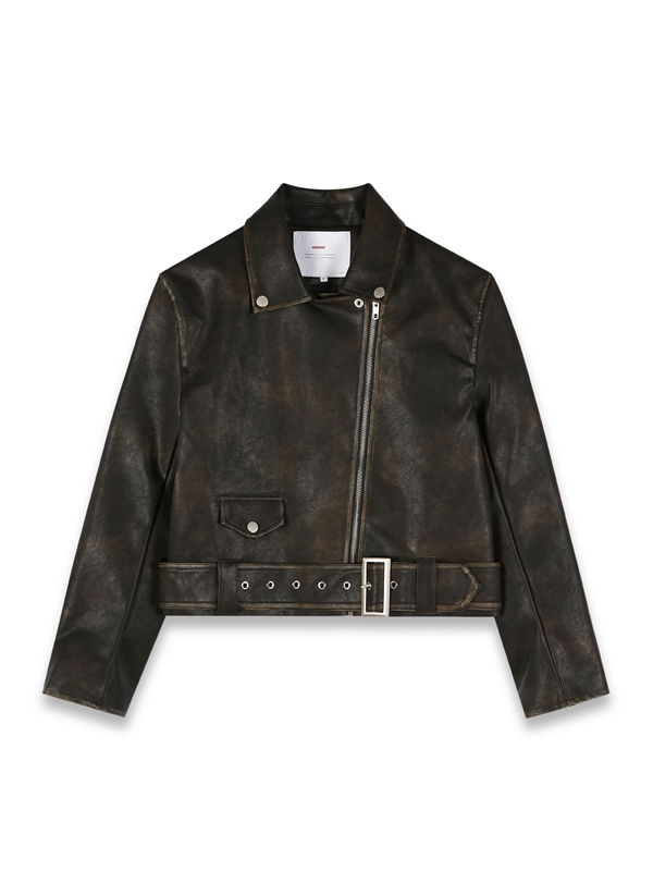 Wash PU Leather Biker Jacket