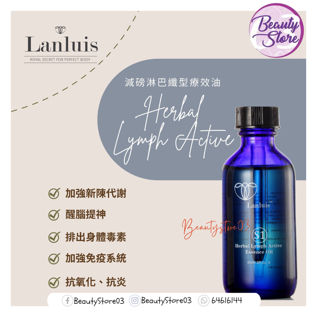 英國Lanluis纖型療效油  60ml (S1排毒.通淋巴/ S2 去水腫.塑型 / S3擊脂.淡紋)