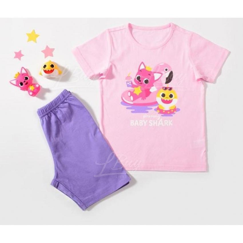 Baby shark 粉红套装 (尺码: 90-120)
