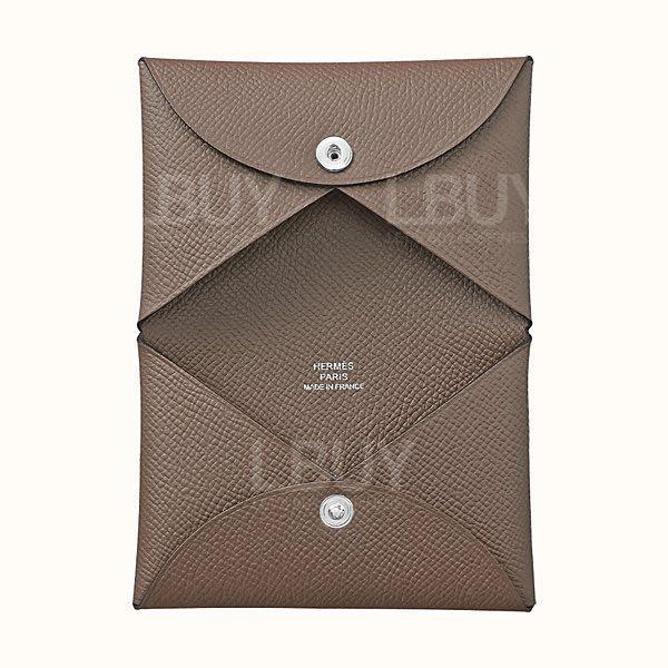 Hermes Calvi Card Holder Etoupe