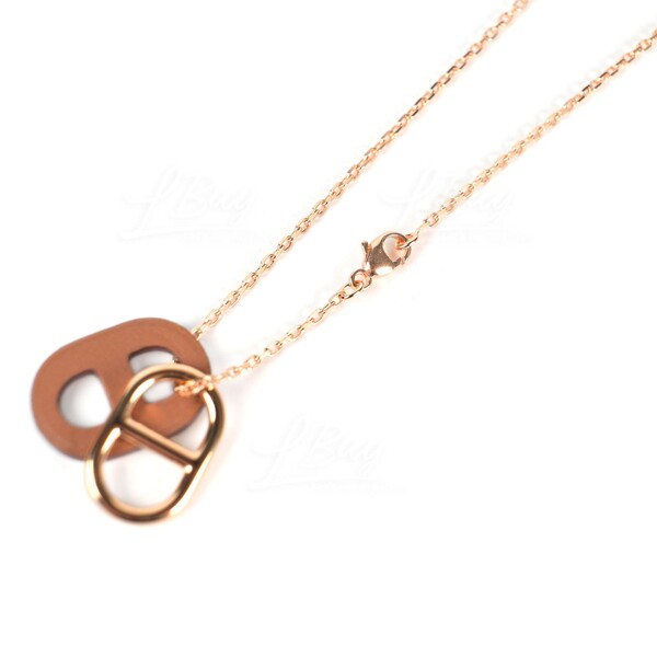 Hermès-Hermes O'Maillon Pendant Necklace Gold with Rose Gold