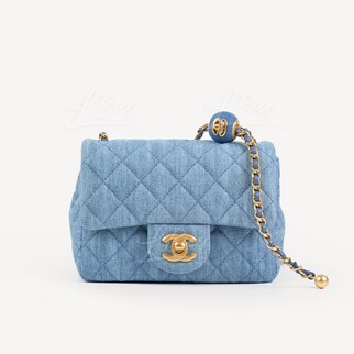 Chanel Denim Gold Ball Flap Bag 17cm AS1786