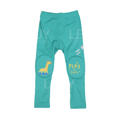 OZKIZ 二合一護膝 x 運動 Leggings 長褲 綠色長頸鹿款 （尺寸：100-130）