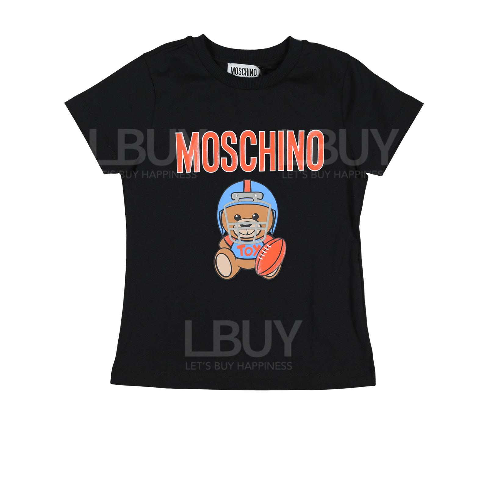 Moschino Kids 欖球泰迪熊 短袖T恤 黑色