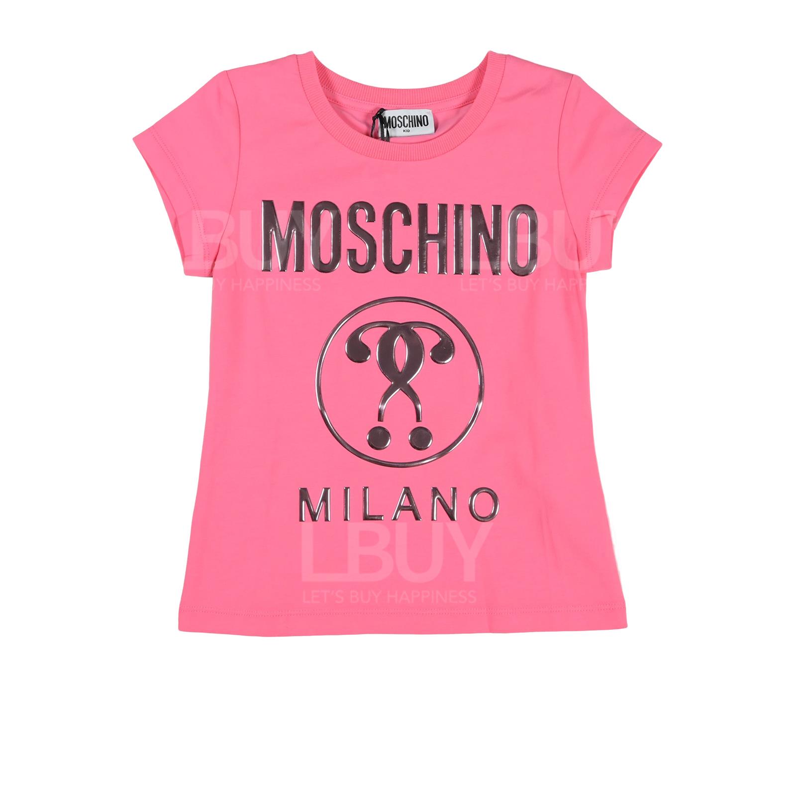 Moschino Kids 紫色Logo 短袖T恤 粉紅色