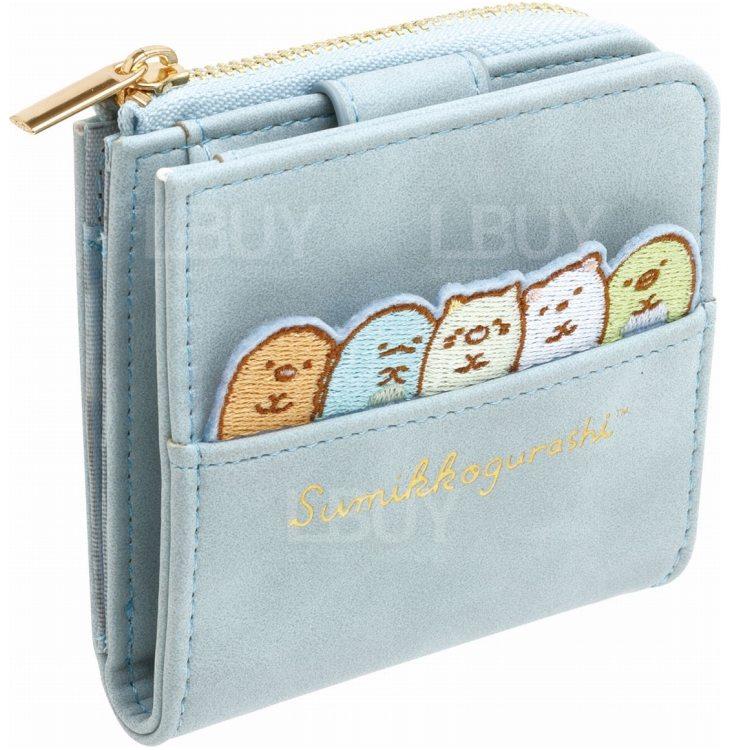 角落生物淺藍色刺繡貼花銀包