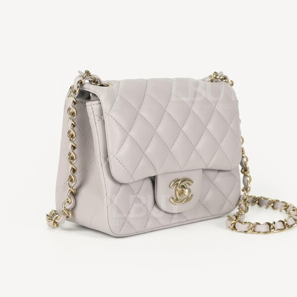 Chanel-Chanel Classic Flap Bag Light Grey 17cm A35200
