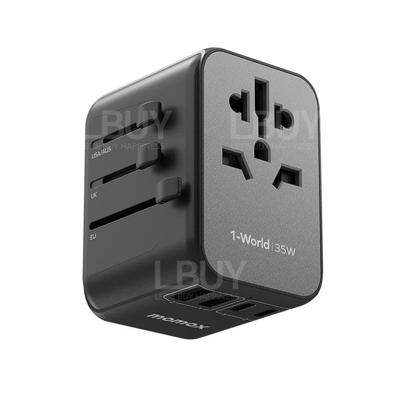 MOMAX 1-World PD35W 5 ports + AC Travel Adapter Black