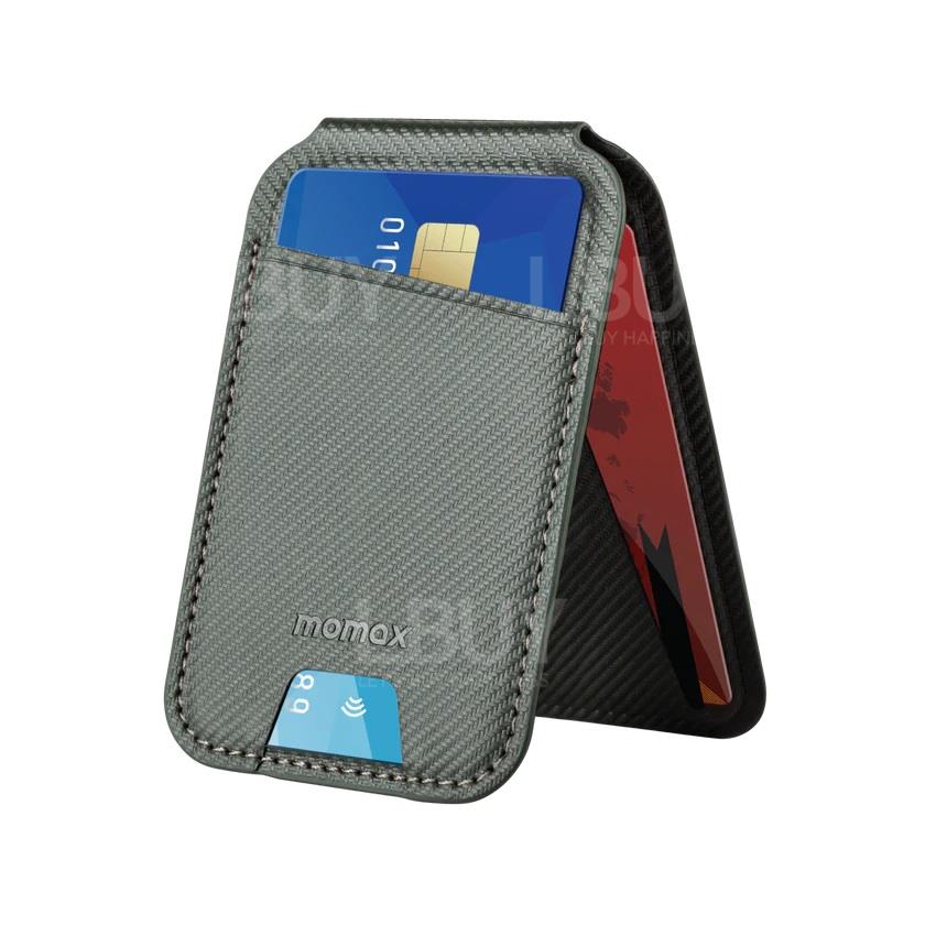 MOMAX 1-Wallet Magnetic Card Holder With Stand Grey