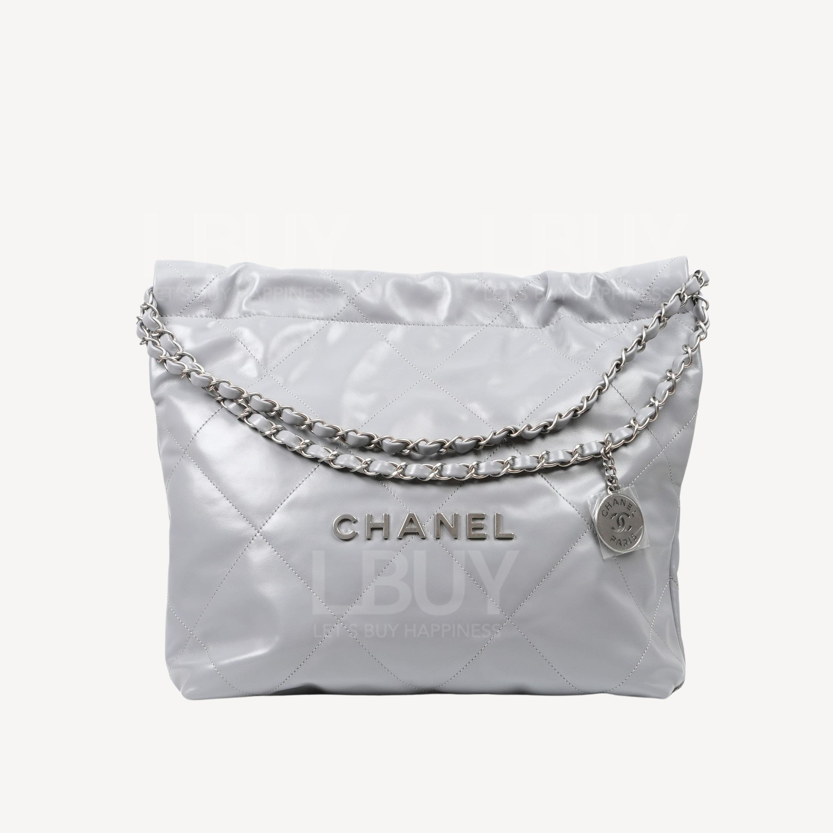 Chanel 22 Handbag 銀色Logo 小號灰色 AS3260B