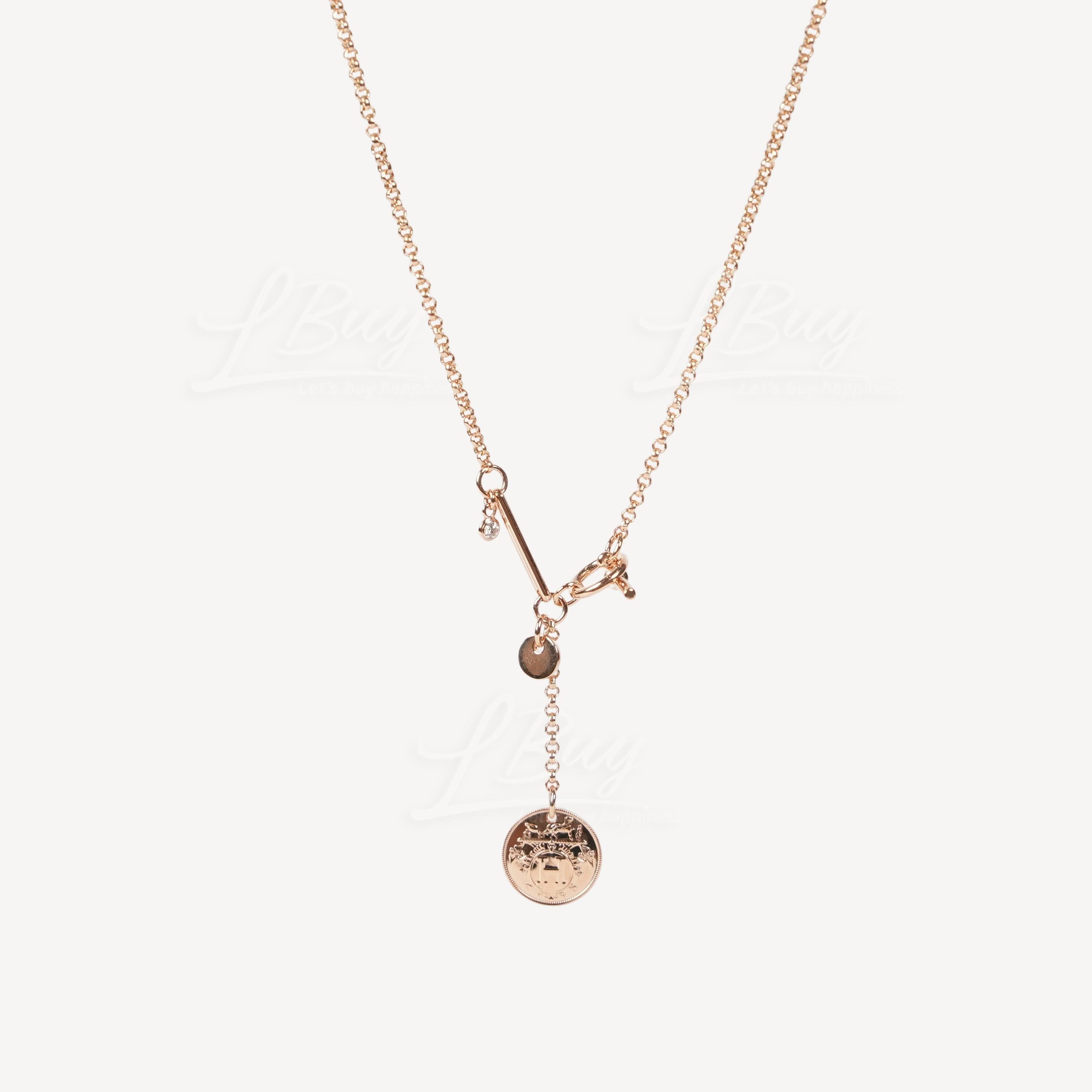 Hermes Ex-Libris Diamonds Pendant Small Model Rose Gold