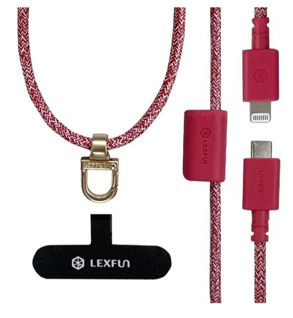 LEXFUN Power Sling 可調式充電線手機背帶 USB-C to lightning 紅