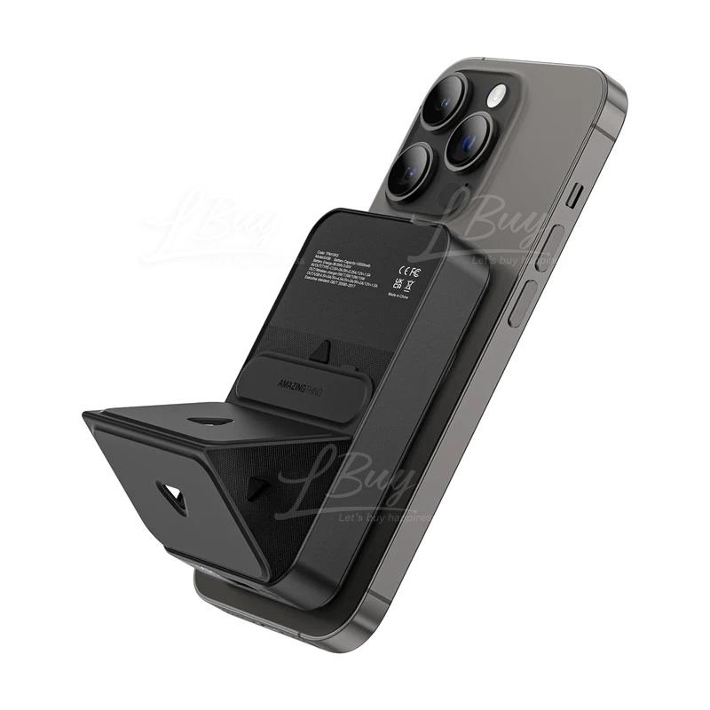 AMAZINGthing 磁吸無線移動電源連支架 10000mAh PD22.5W 黑色