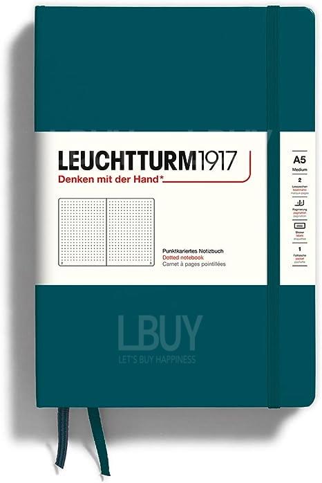 德國 LEUCHTTURM1917 硬殼筆記本 A5／圓點 / 太平洋綠色 / 359696