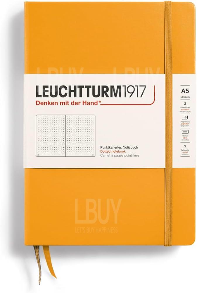 德國 LEUCHTTURM1917 硬殼筆記本 A5／圓點 / 橙黃色 / 363387