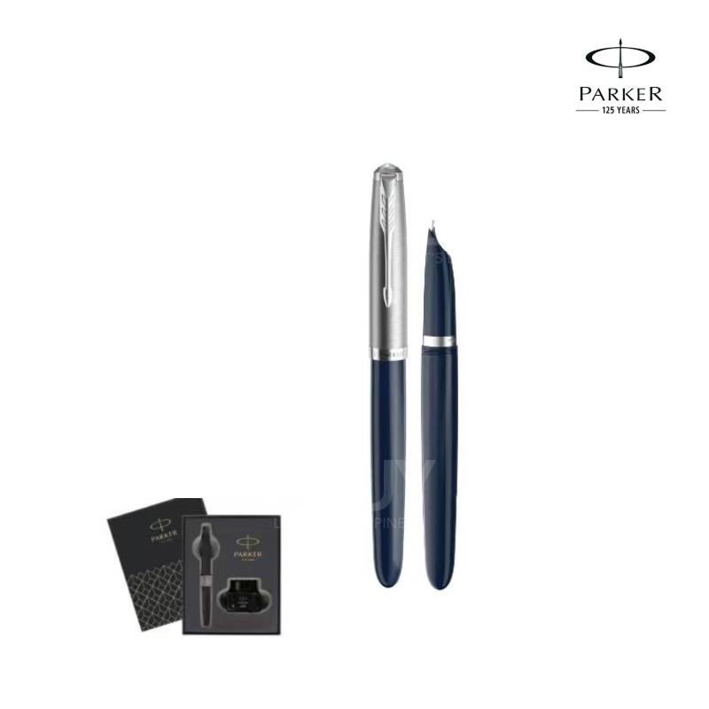 PARKER 51 blue sliver fountain pen X 30ml ink gift set