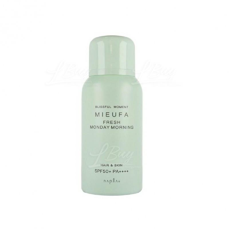 Mieufa 5合1 植物精华 防晒、保湿、防晒、止汗及除臭喷雾 SPF50+& PA++++ Fresh Monday Morning 80G (浅绿) 头髮及身体合用